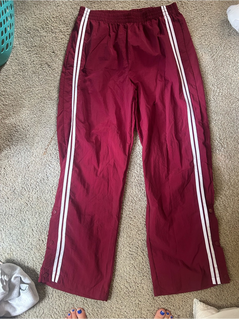 No Boundaries Maroon Track Pants with White Side Stripes